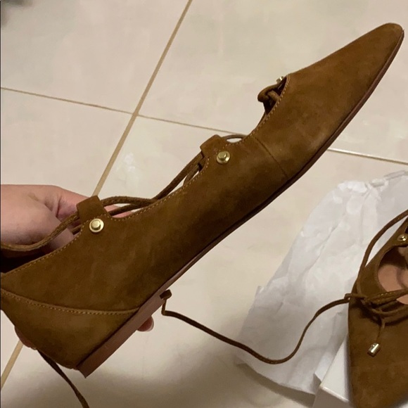 Halogen’s Brown suede lace up flats - Picture 2 of 7